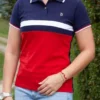 Fotografía de modelo con camiseta Azul Rojo MLE7