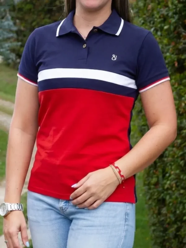 Fotografía de modelo con camiseta Azul Rojo MLE7