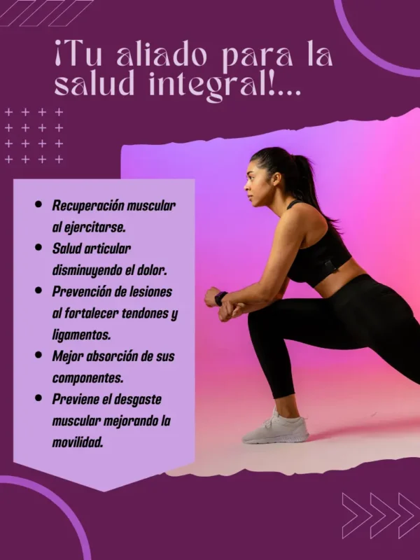 Imagen del producto con los beneficios del Colágeno Hidrolizado