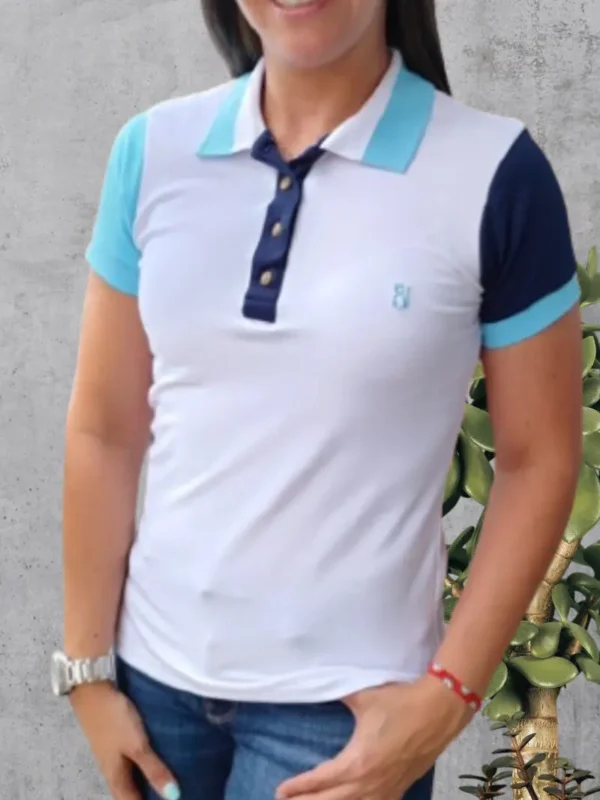 Blanco Azul MLE7 Imagen modelo de camiseta