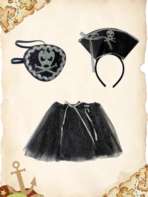 Contenido_Disfraz_Negro_Pirata Disfraz Pirata Negro y Rojo Niña