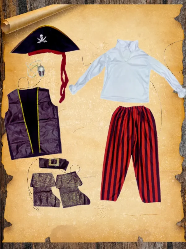 Contenido_Disfraz_Pirata Imagen de los componentes del disfraz
