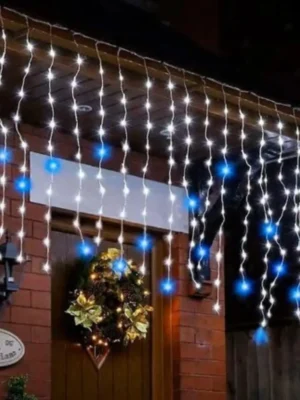 Cortina_240_1331B Fotografía de la cortina de luces led azul