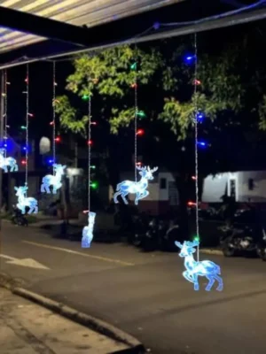 Imagen de cortina luces led con figuras de Reno