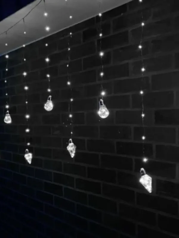 Cortina_Microled_Blanco Imagen de la cortina de luces micro led bombillos diamantes