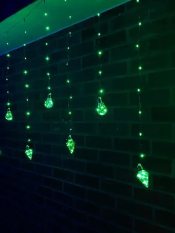 Cortina_Microled_Verde Extensión Micro Led Cortina 3X1m Bombillos Diamantes