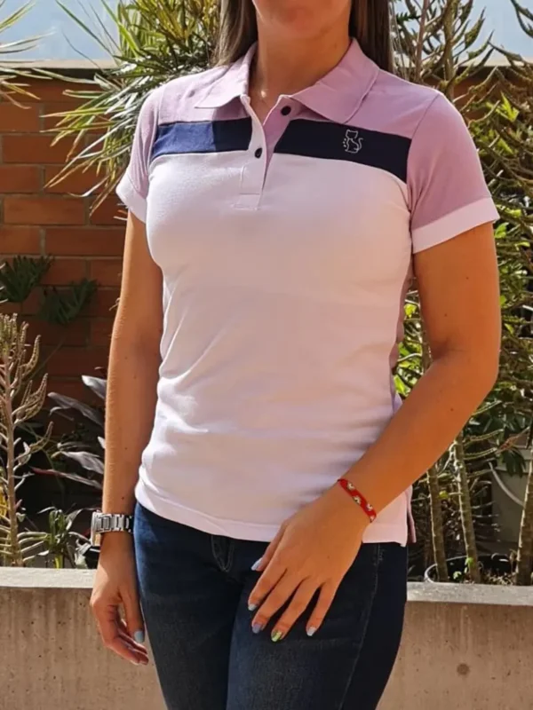 Lila Blanco MLE7 Camiseta Polo Dama MLE7