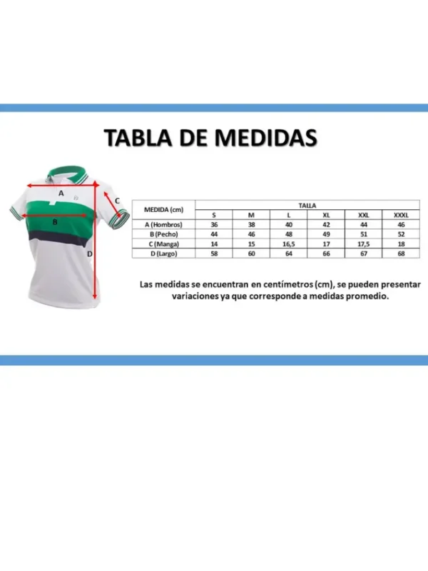 Imagen que muestra medidas camisetas MLE7