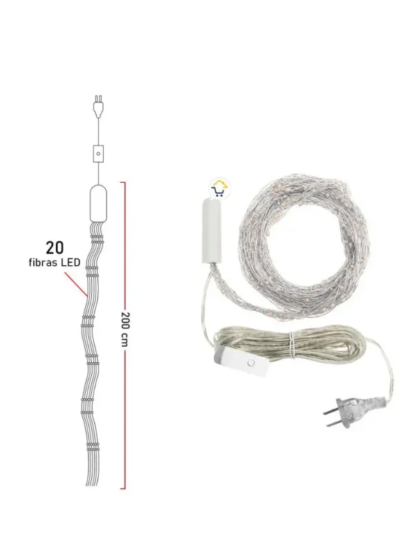 Imagen medidas cascada LED 400 luces