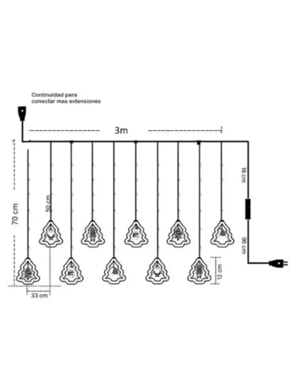 Cortina Intercalada Arboles Luces Led 3M