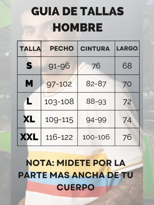 Medidas camisetas para caballero