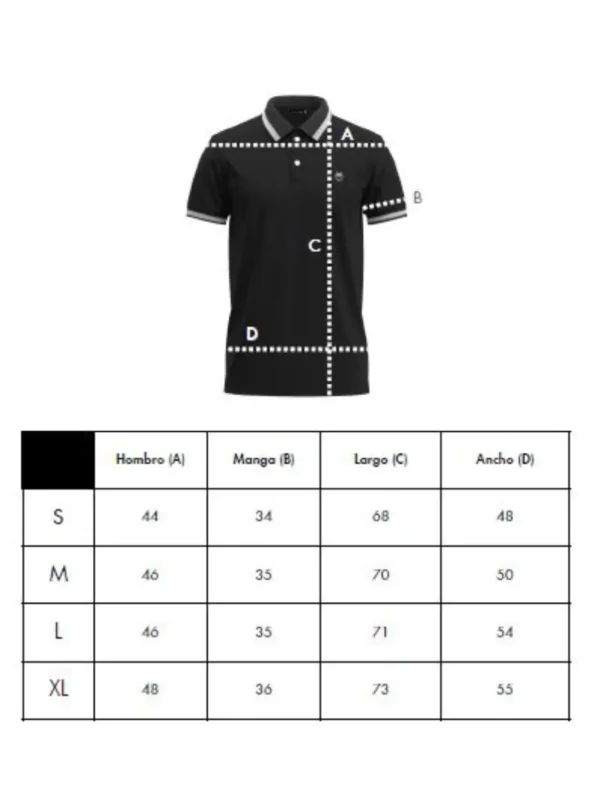 Imagen medidas tallas camisetas polo