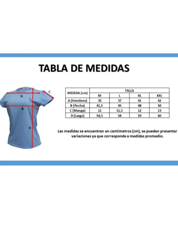 Imagen medidas tallas camisetas MLE4