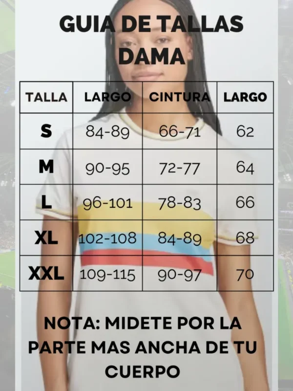 Medidas dama camiseta selección Colombia