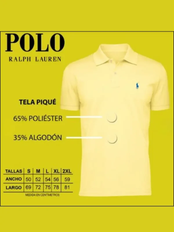 Imagen que muestra medidas camiseta polo Ralph Lauren