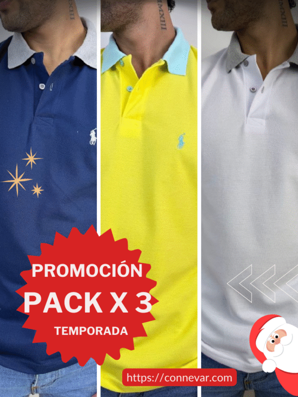 Anuncio promoción pack x 3 camisetas polo
