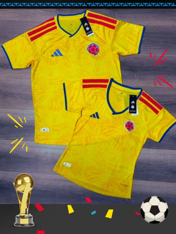 Camiseta Selección Colombia Amarilla Hombre y Dama Encauchetada 1.1